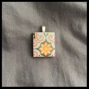 Game Tile Flower Charm Pendant for Necklace • Gift • Made in the USA